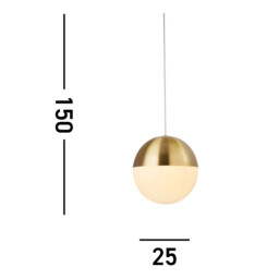 1 Light Pendant, Satin Brass Finish With Opal Glass. Dia 250mm - thumbnail 3