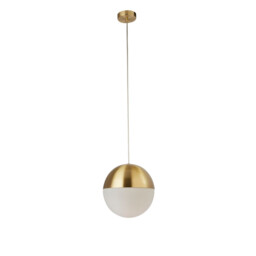 1 Light Pendant, Satin Brass Finish With Opal Glass. Dia 250mm - thumbnail 2
