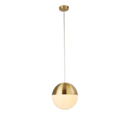 1 Light Pendant, Satin Brass Finish With Opal Glass. Dia 250mm - thumbnail 1