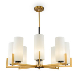 Modern Fortano 8 Light Brass Chandelier Glass Shade