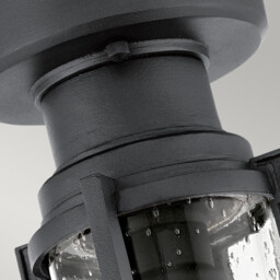 Suri Outdoor 1 Light Porch , Pedestal Lantern, Textured Black, IP44, E27 - thumbnail 2