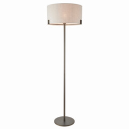 Hayfield Floor Lamp Brushed Bronze Effect Plate & Natural Linen 1 Light IP20 - E27