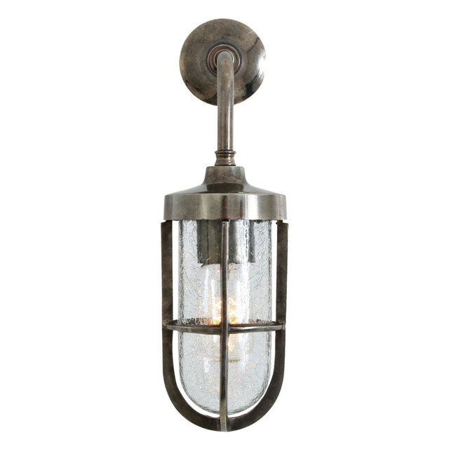 Carac Outdoor Wall Light, Antique Silver, Crackled Glass, IP65 - image 1