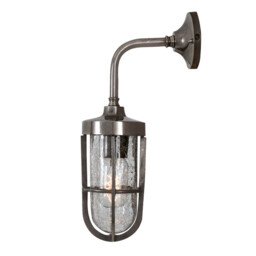 Carac Outdoor Wall Light, Antique Silver, Crackled Glass, IP65 - thumbnail 2