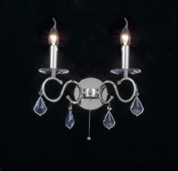 Torino Wall Lamp Switched 2 Candle Light Polished Chrome, Crystal - thumbnail 2