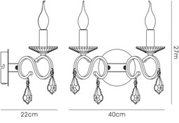 Torino Wall Lamp Switched 2 Candle Light Polished Chrome, Crystal - thumbnail 3