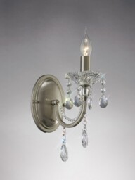 Leana Wall Lamp Switched 1 Candle Light Satin Nickel, Crystal - thumbnail 2