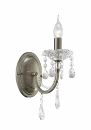Leana Wall Lamp Switched 1 Candle Light Satin Nickel, Crystal - thumbnail 1