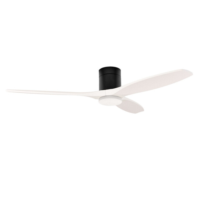 Stem 132cm Ceiling Fan Black With White Blades, Sandblasted LED 20.2W CCT 3000-4000-5000K On-Off