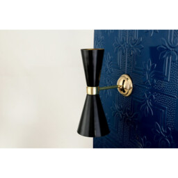 Cairo Wall Light, Polished Brass, Matt Black - thumbnail 3