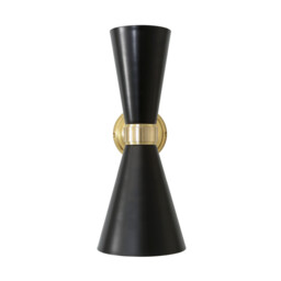 Cairo Wall Light, Polished Brass, Matt Black - thumbnail 2