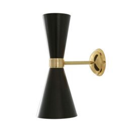 Cairo Wall Light, Polished Brass, Matt Black - thumbnail 1