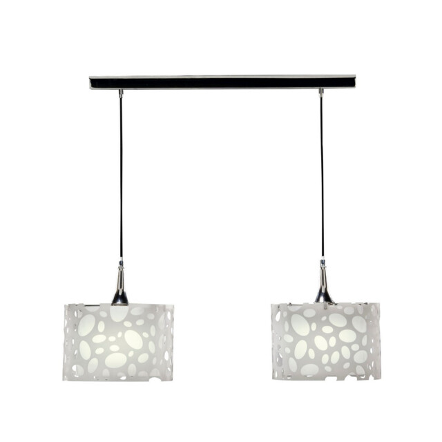 Lupin Linear Pendant 2 Light E27 Line, Gloss White/Polished Chrome - image 1