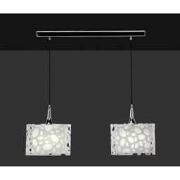 Lupin Linear Pendant 2 Light E27 Line, Gloss White/Polished Chrome - thumbnail 2