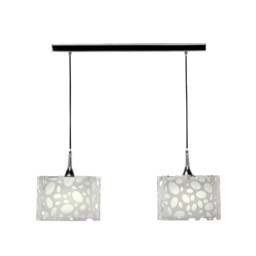 Lupin Linear Pendant 2 Light E27 Line, Gloss White/Polished Chrome - thumbnail 1