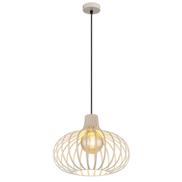 Mateo Wire Frame Pendant Ceiling Light Creme Coloured Matt 1x E27 - image 1