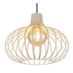 Mateo Wire Frame Pendant Ceiling Light Creme Coloured Matt 1x E27 - thumbnail 3