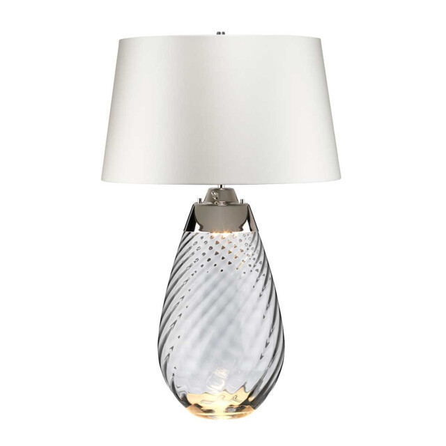 Lena 2 Light Large Smoke Table Lamp with Off-white Shade, Smoke-tinted Glass , Off-White Shade, E27 - image 1