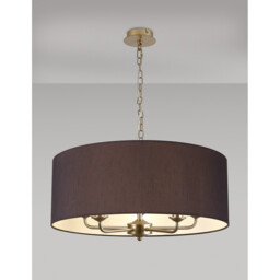 Banyan 5 Light Multi Arm Pendant With 60cm x 22cm Faux Silk Fabric Shade Champagne Gold/Black - thumbnail 2