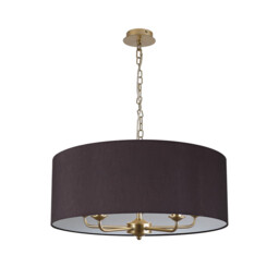 Banyan 5 Light Multi Arm Pendant With 60cm x 22cm Faux Silk Fabric Shade Champagne Gold/Black - thumbnail 5