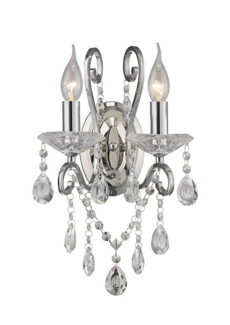 Vela Wall Lamp Switched 2 Candle Light Polished Chrome, Crystal - image 1