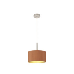Baymont Satin Nickel E27 Single Pendant With 30cm x 17cm Dual Faux Silk Shade, Raw Cocoa/Grecian Bronze - thumbnail 5