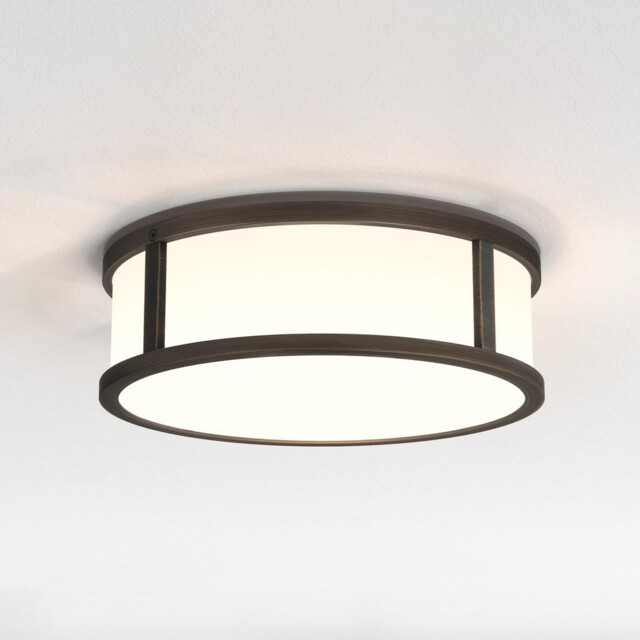 Mashiko LED 23cm Round Bathroom Flush Ceiling Light Bronze IP44 - image 1