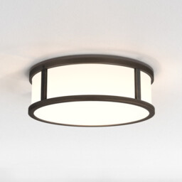 Mashiko LED 23cm Round Bathroom Flush Ceiling Light Bronze IP44