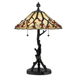 Quoizel Whispering Table Lamp Tiffany Style Valiant Bronze, Art Glass Shade 2x E27 - thumbnail 1
