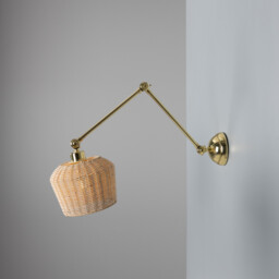 Manila Rattan Small Wall Light, Polished Brass - thumbnail 3