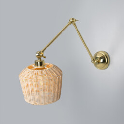 Manila Rattan Small Wall Light, Polished Brass - thumbnail 1
