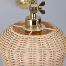 Manila Rattan Small Wall Light, Polished Brass - thumbnail 5