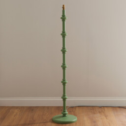 Carnaby Satin Cotswold Green Paint Floor Lamp with Pearl Grey Fabric Ikat Shade 35cm B22 - thumbnail 5