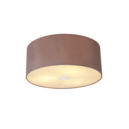 Baymont Polished Chrome 3 Light E27 Flush Ceiling With 50cm x 20cm Dual Faux Silk Shade, Taupe/Halo Gold