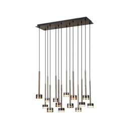 Tonic Rectangular Pendant, 14 Light, With Replaceable 12W LEDs, 4000K, Black/Chrome/Bronze/Copper - thumbnail 2