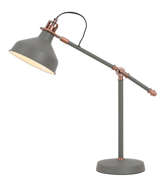 Tioga Adjustable Table Lamp, 1 x E27, Sand Grey, Copper, White - image 1