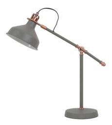 Tioga Adjustable Table Lamp, 1 x E27, Sand Grey, Copper, White - thumbnail 3
