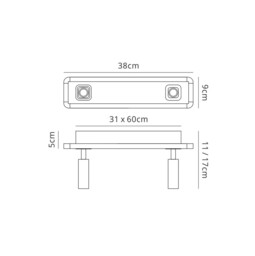 Ibiza Spotlight 2 Head with Backlit Light 20W LED Satin Nickel 4000K, 1500lm, - thumbnail 2
