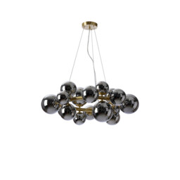 Marshall Circular Ceiling Pendant, 16 Light G9, Satin Gold, Chrome Plated Glass - thumbnail 5
