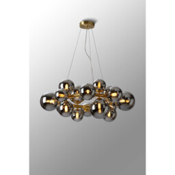 Marshall Circular Ceiling Pendant, 16 Light G9, Satin Gold, Chrome Plated Glass - thumbnail 3
