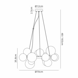 Marshall Circular Ceiling Pendant, 16 Light G9, Satin Gold, Chrome Plated Glass - thumbnail 2