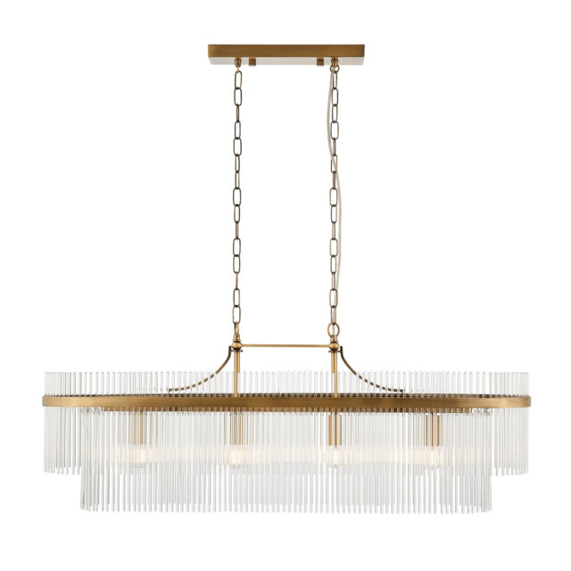 Marietta Bar Pendant Ceiling Light Antique Brass Plate, Clear Glass, 4x E14 - image 1