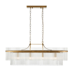 Marietta Bar Pendant Ceiling Light Antique Brass Plate, Clear Glass, 4x E14 - thumbnail 1