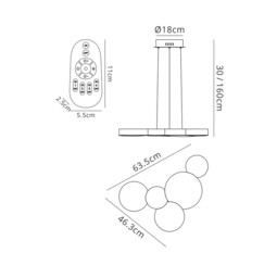 Fusion Ceiling Pendant 63.5cm x 46.3cm 43W LED 3000K, 2120lm, RF Remote Control White - thumbnail 2
