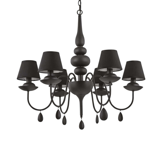 Blanche 6 Light Multi Arm Chandelier Black Finish, E14