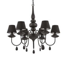 Blanche  6 Light Multi Arm Chandelier Black Finish, E14