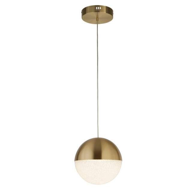 Marbles LED Pendant Satin Brass, Crushed Ice Shade - image 1
