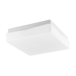 Cube 25cm Flush Ceiling Light White Opal Glass LED E27 IP44 - thumbnail 1
