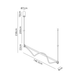 Fugaz Linear Pendant, 38W LED, 3000K, 2600lm, Painted Gold, 3yrs Warranty - thumbnail 3