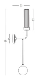 Zambelis Globe Wall Lights Sandy Black - Antique Brass 1xG9 , 1xE27 - Driver Not Included - thumbnail 5